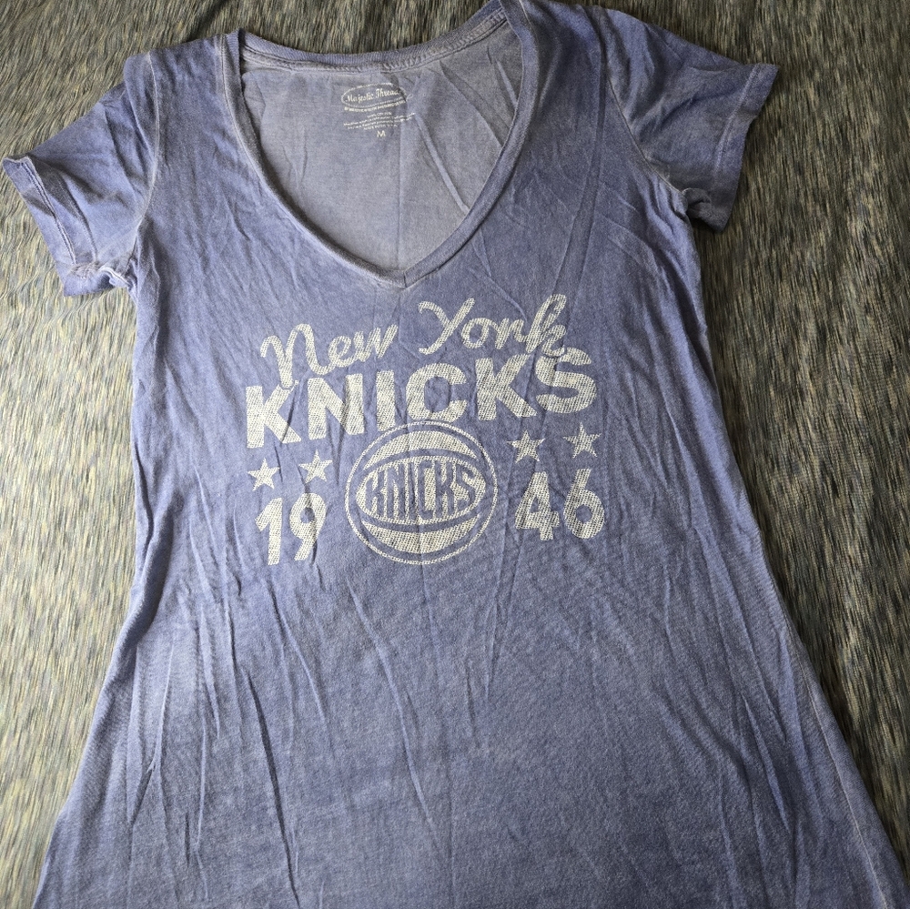 Women's New York Knicks Majestic Threads Blue City, Blue,V-Neck shirt, Medium